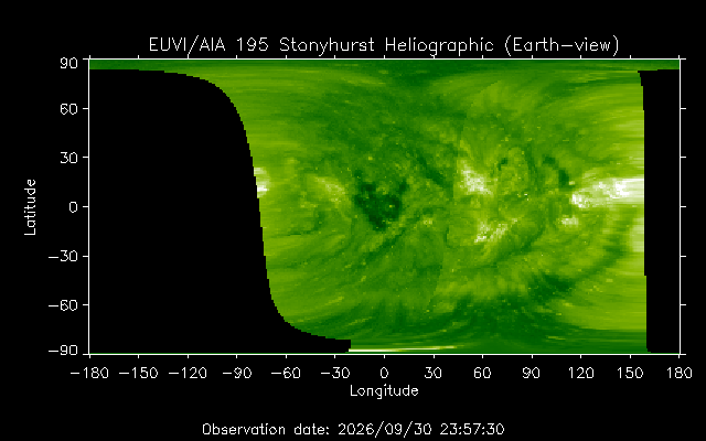 EUVI 195 heliographic map