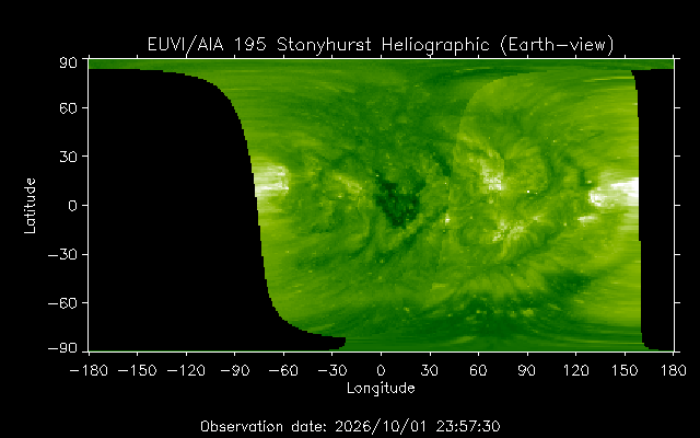 EUVI 195 heliographic map