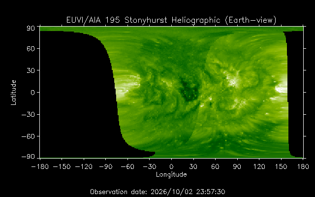EUVI 195 heliographic map