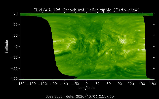 EUVI 195 heliographic map