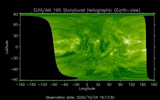 EUVI 195 heliographic map
