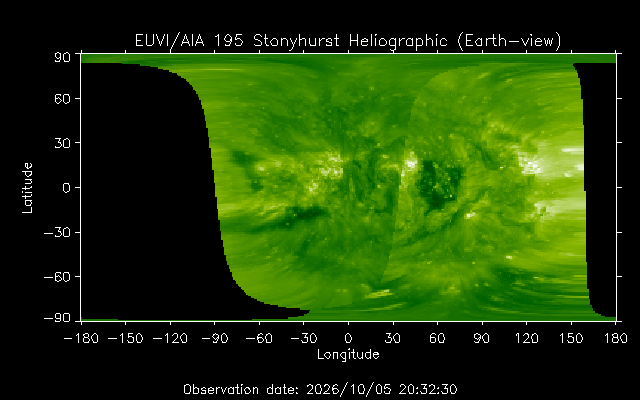EUVI 195 heliographic map