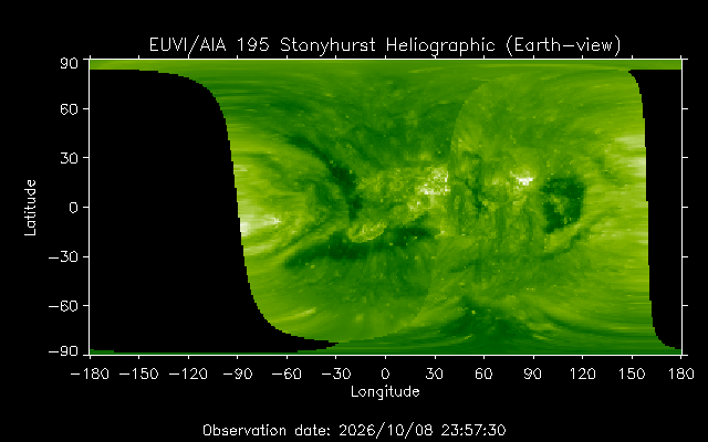 EUVI 195 heliographic map