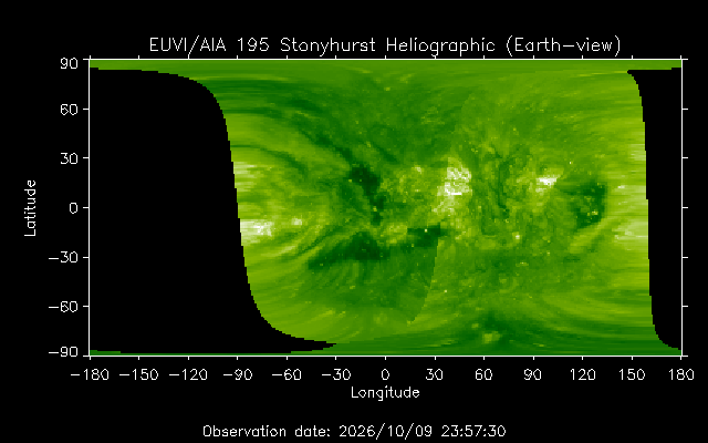 EUVI 195 heliographic map