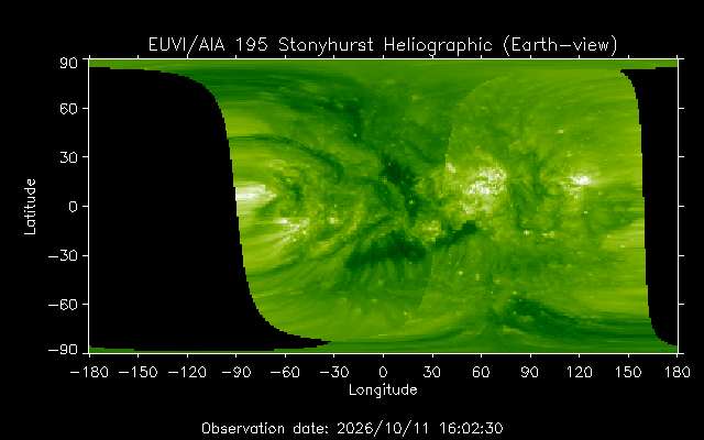 EUVI 195 heliographic map