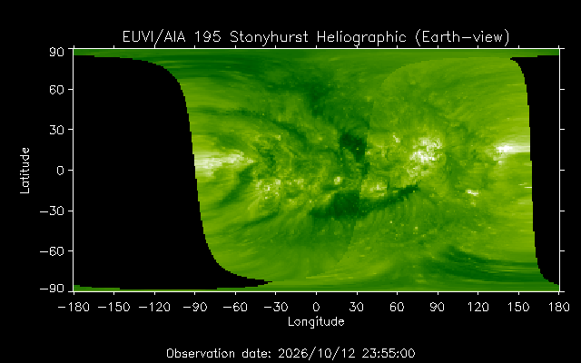 EUVI 195 heliographic map