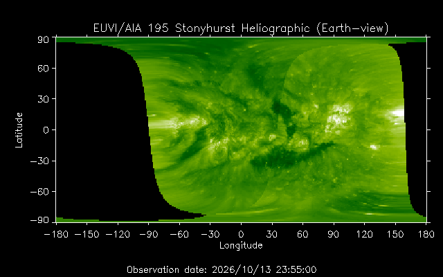 EUVI 195 heliographic map