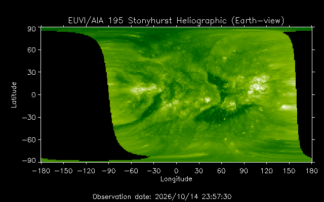 EUVI 195 heliographic map