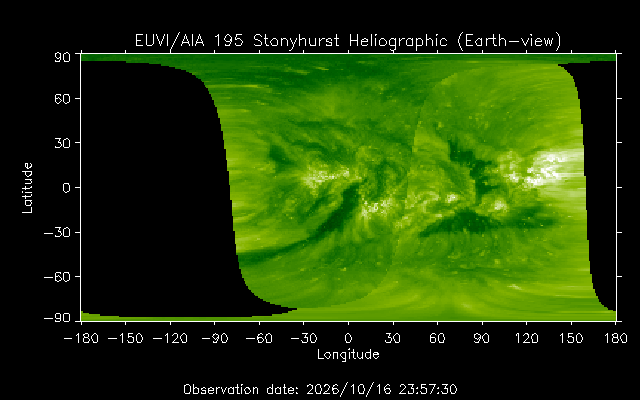 EUVI 195 heliographic map