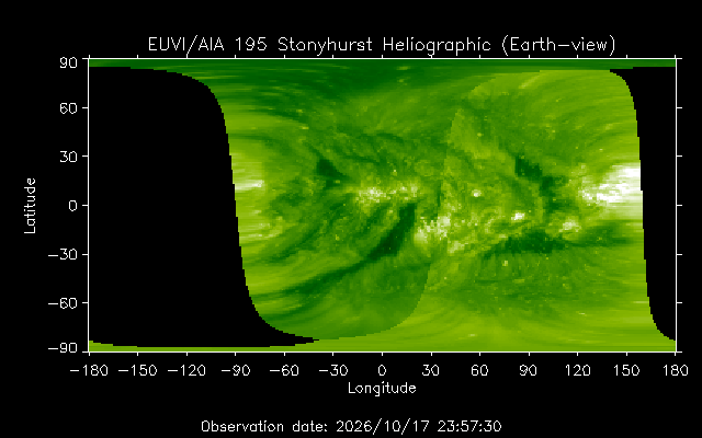 EUVI 195 heliographic map