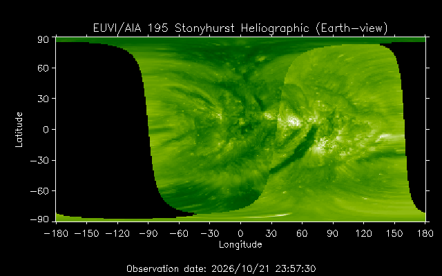 EUVI 195 heliographic map